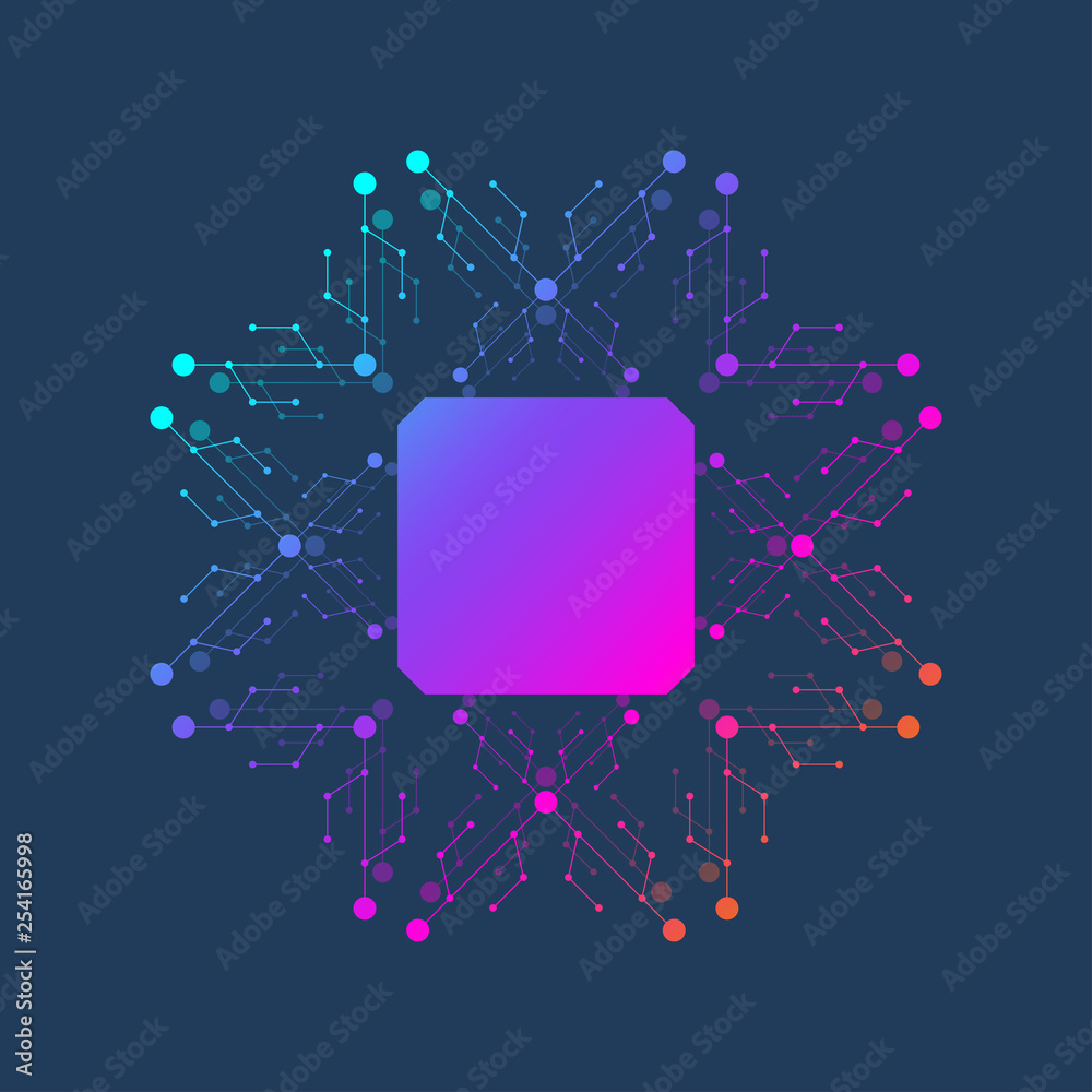 Leinwandbilder Chip vector illustration icon - computer chip symbol or design element. Computer chip or microchip processor for Artificial Intelligence AI concept.