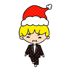 christmas cartoon of kawaii boy
