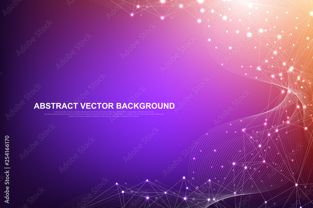 Leinwandbilder Networking connection concept abstract technology. Global network connections with points and lines. Big data visualization. Futuristic infographic. Vector illustration