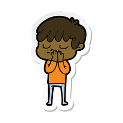 sticker of a cartoon happy boy