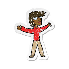 retro distressed sticker of a cartoon woman wearing glasses