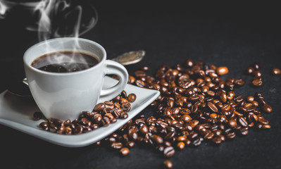 Cup of coffee with smoke