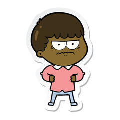 sticker of a cartoon annoyed man