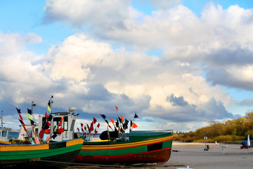 Fototapeta premium old fishing boat on the beach