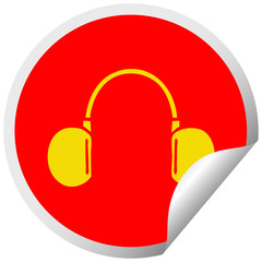 circular peeling sticker cartoon retro headphone