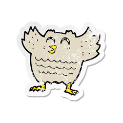 retro distressed sticker of a cartoon owl