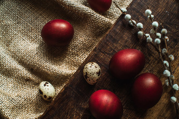 Easter eggs and flowers, willow branches 8