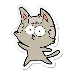 Obraz premium sticker of a happy cartoon cat