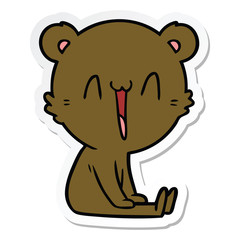 sticker of a happy bear cartoon