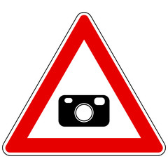 Kamera und Achtung Schild