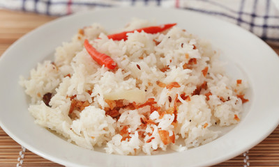 Polao or pilaf is specially cooked rice