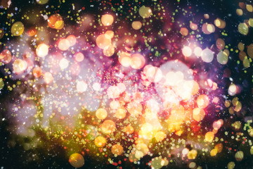 Abstract glitter lights and stars. Festive blue and white color sparkling vintage background