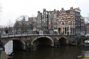 Fototapeta na wymiar bridge over an Amsterdam canal in Holland