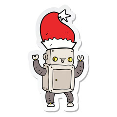 sticker of a cartoon christmas robot