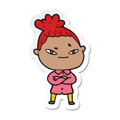 sticker of a cartoon woman