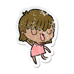 distressed sticker of a cartoon woman