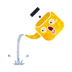 retro illustration style cartoon pouring kettle