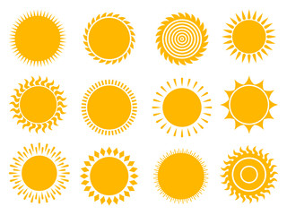 Sun icon set, vector illustration