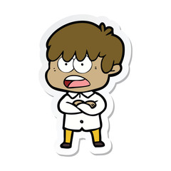 Obraz premium sticker of a worried cartoon boy