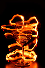 Playing with the fire traces around the glass 