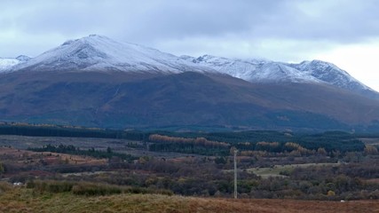 The Ben Nevis Range covered with snow seen from Spean Bridge - Scotland