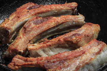 Appetizing pork ribs. The best beer snack.