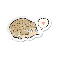 retro distressed sticker of a cartoon cute hedgehog