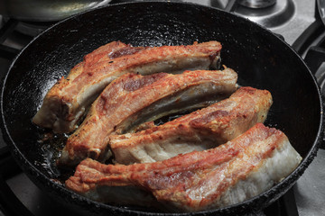 Appetizing pork ribs. The best beer snack.