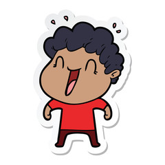 sticker of a cartoon happy man