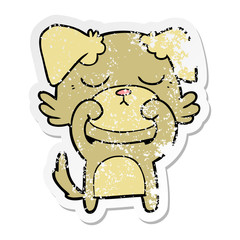 distressed sticker of a cute cartoon dog