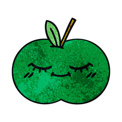 retro grunge texture cartoon juicy apple