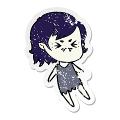 distressed sticker of a annoyed cartoon vampire girl