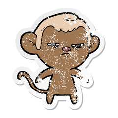 distressed sticker of a cartoon monkey