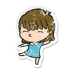 distressed sticker of a cartoon woman