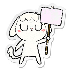 distressed sticker of a cute cartoon dog