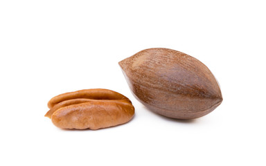 Fresh pecan nuts isolated on a white background