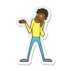 sticker of a cartoon nervous man