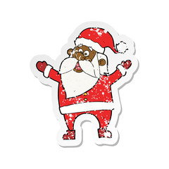 Obraz premium retro distressed sticker of a cartoon santa claus
