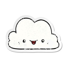 distressed sticker of a cute cartoon cloud