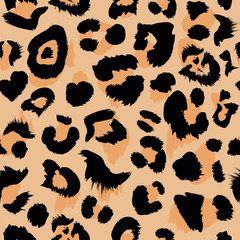 Fototapeta premium Leopard seamless pattern. Animal print with leopard dots. Trendy sand color. Vector illustration for textile, postcard, fabric; wrapping paper, background, packaging.
