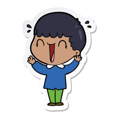 sticker of a laughing cartoon man