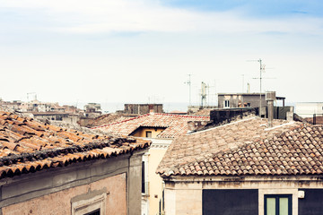 Fototapeta premium Catania rooftops, aerial cityscape, travel to Sicily, Italyю