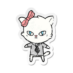 Obraz na płótnie Canvas distressed sticker of a cute cartoon cat boss