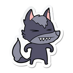 sticker of a angry wolf cartoon