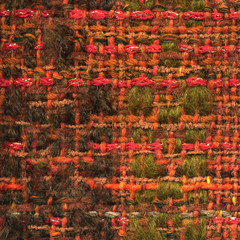 Handwoven woolen fabric in autumn colors