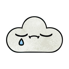 retro grunge texture cartoon sad cloud