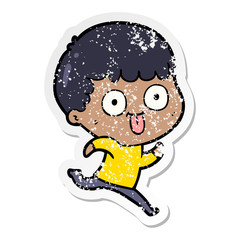 distressed sticker of a cartoon man staring