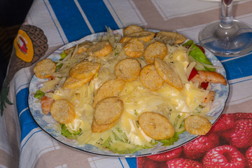 Caesar salad with shrimp