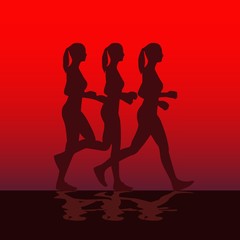 Running women silhouettes. Sport and recreation concept