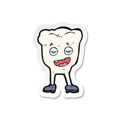 sticker of a cartoon tooth looking smug
